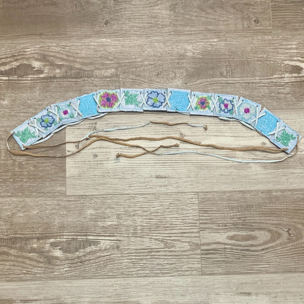 Chan Luu Floral Beaded Belt - Lt Blue - Picture 6 of 11